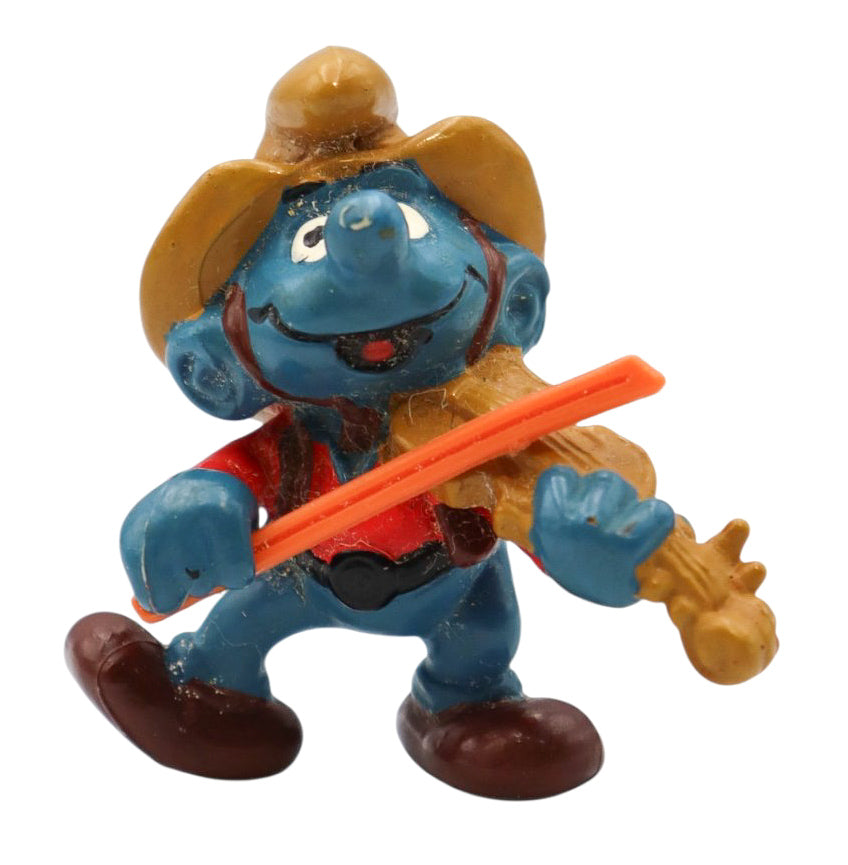 1983 Schleich Cowboy Fiddler Smurf Figurine