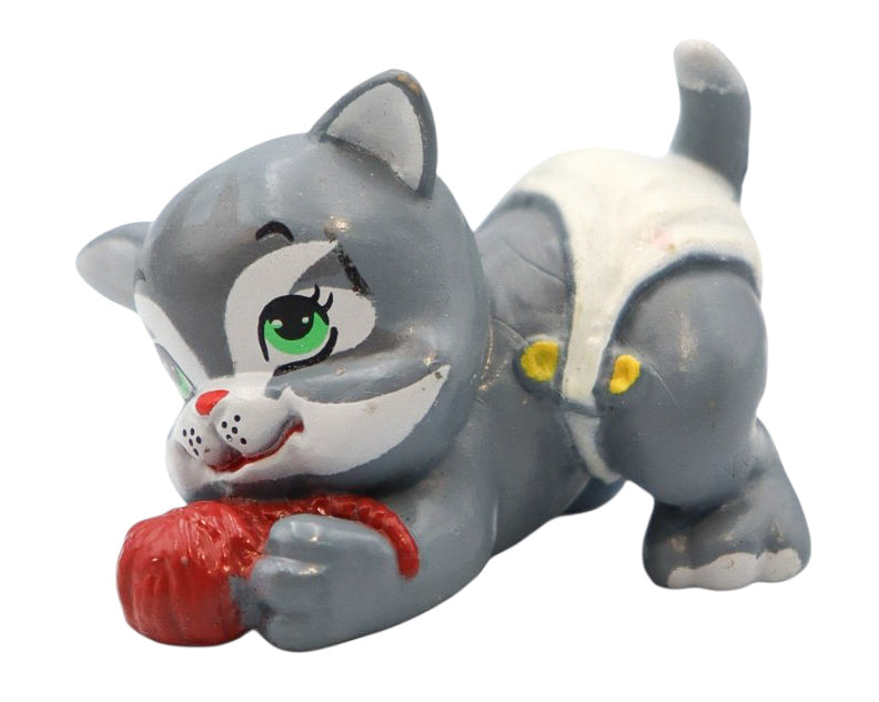 1991 Galoob Magic Diaper Pets Grey Kitten with Yarn Ball PVC Figure Assorted