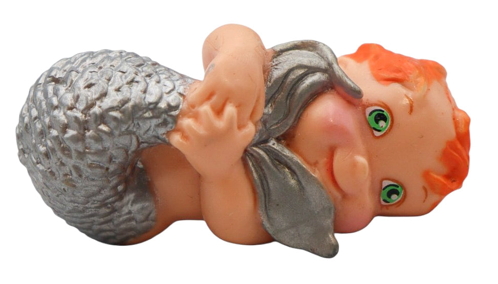 1992 Vintage Galoob Magic Diaper Babies Merbabies Orange Hair Silver Tail Mermaid Figurine