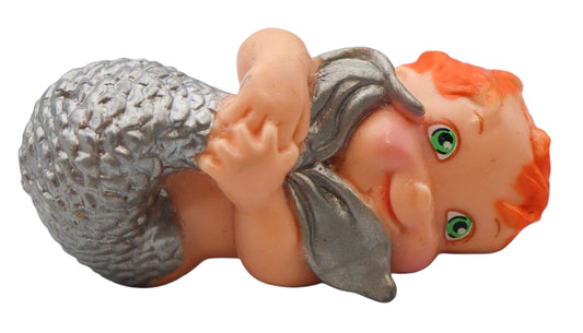 1992 Vintage Galoob Magic Diaper Babies Merbabies Orange Hair Silver Tail Mermaid Figurine
