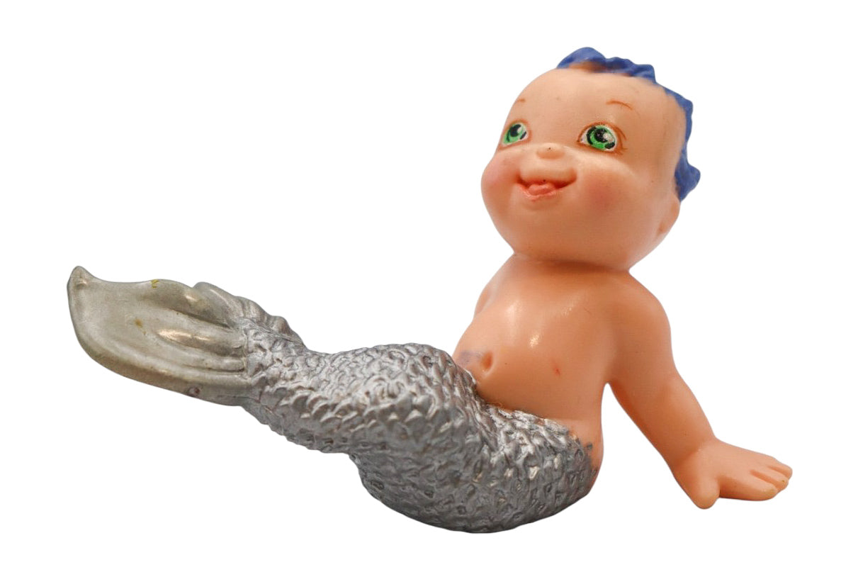 1992 Galoob Magic Diaper Babies Merbabies Silver Tail Mermaid Figurine with Blue Hair