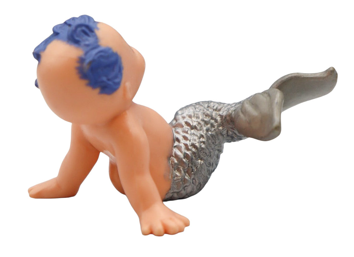 1992 Galoob Magic Diaper Babies Merbabies Silver Tail Mermaid Figurine with Blue Hair