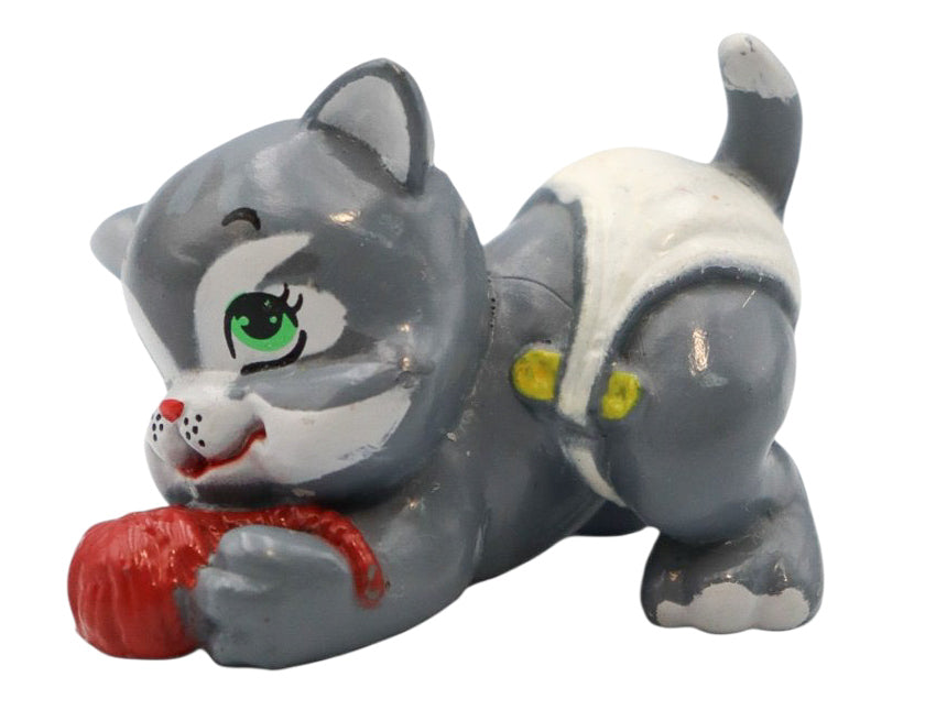 1991 Galoob Magic Diaper Pets Grey Kitten with Yarn Ball PVC Figure Assorted