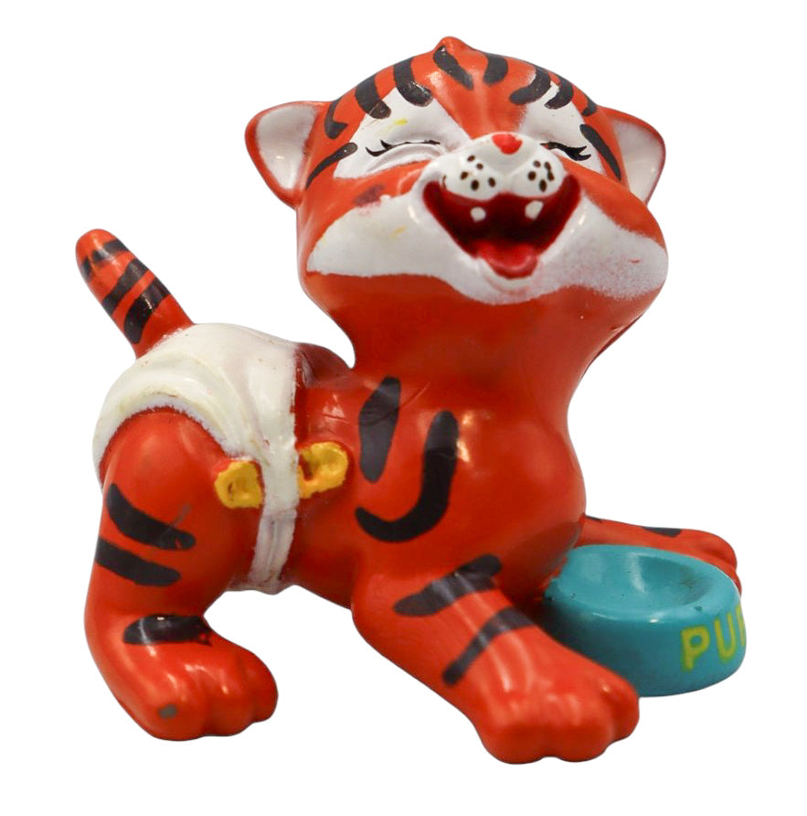 1991 Galoob Magic Diaper Babies Pet Tiger Figurine with Bowl