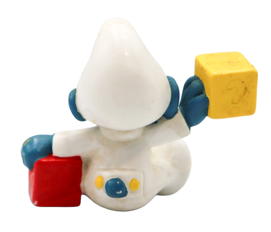 1984 Schleich Baby Smurf with Blocks PVC Figurine 20214