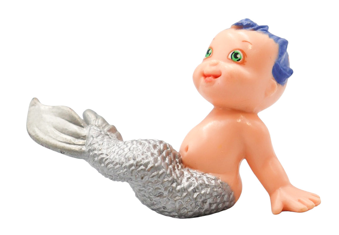 1992 Galoob Magic Diaper Babies Merbabies Silver Tail Mermaid Figurine with Blue Hair