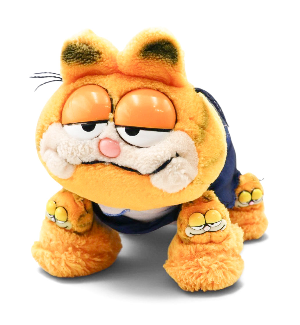 1981 Dakin Garfield in Blue Pajamas with Garfield Slippers Plush