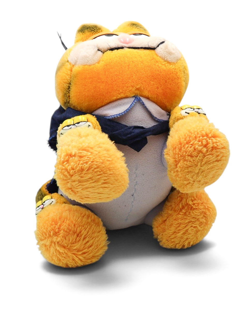1981 Dakin Garfield in Blue Pajamas with Garfield Slippers Plush