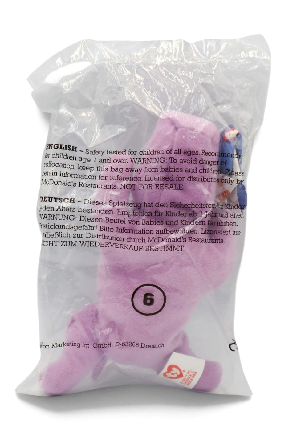 1998 McDonald's Teenie Beanie Baby Happy the Hippo #6 Sealed in Package
