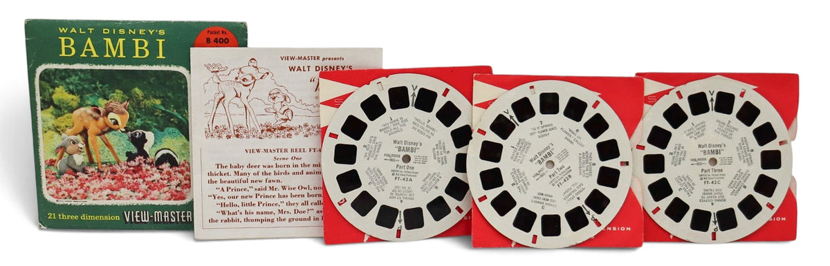 1956 Vintage View-Master Walt Disney's Bambi 3-Reel Packet Set B400 FT-42