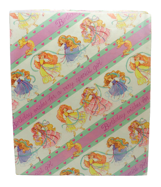 1980s Lady Lovely Locks Happy Birthday Wrapping Paper