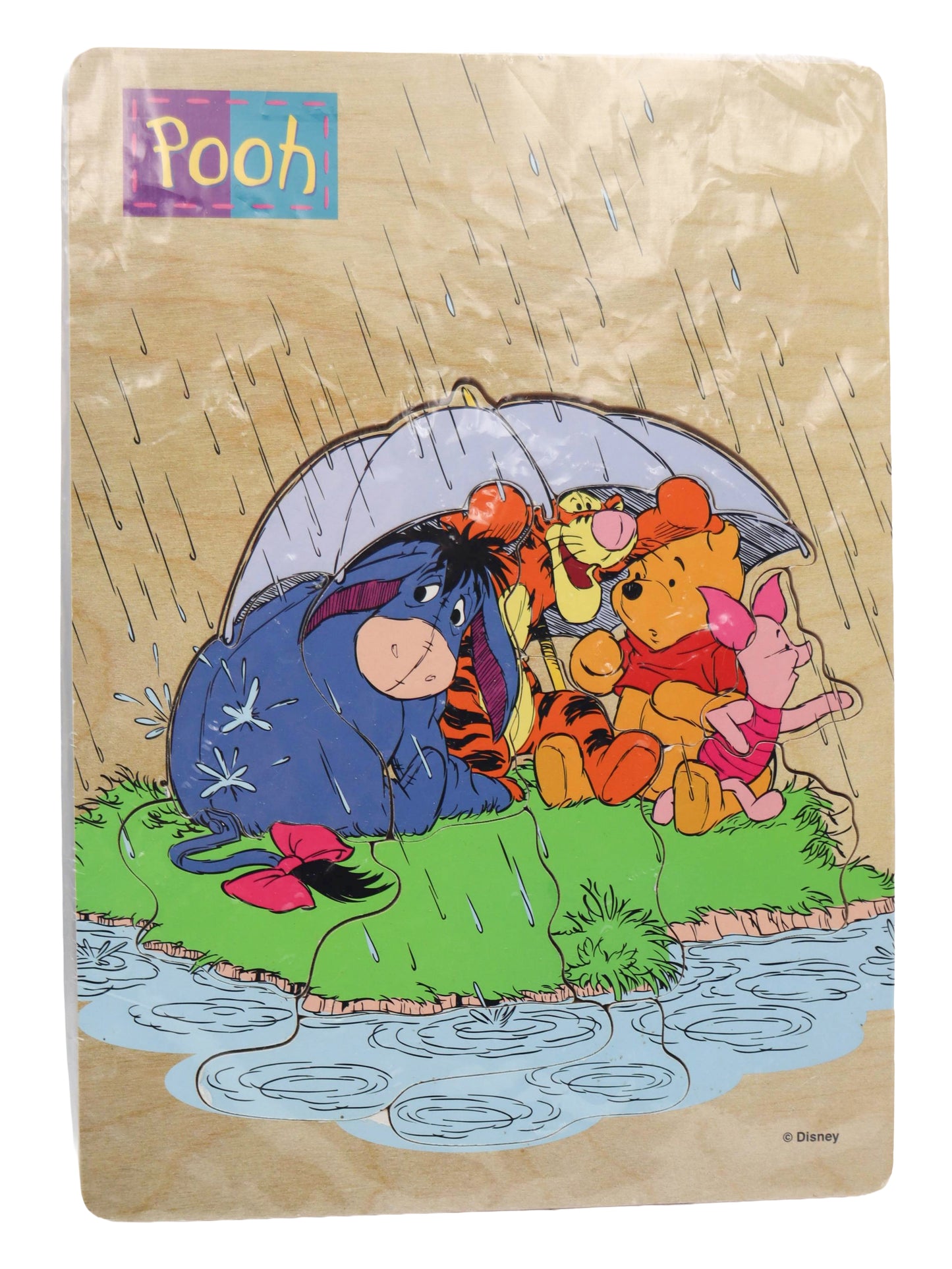 Vintage Disney Winnie The Pooh Rainy Day Wooden Puzzle
