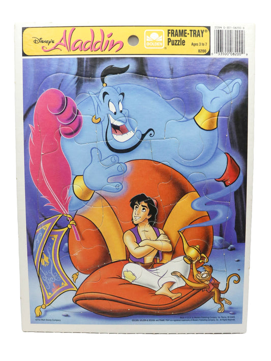 1990s Golden Disney Aladdin Frame Tray Puzzle
