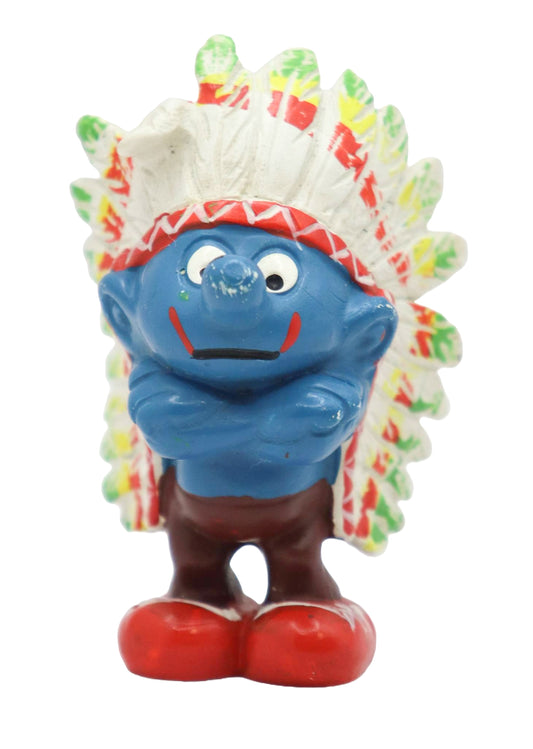 1981 Schleich Smurfs Indian Chief Smurf Figure