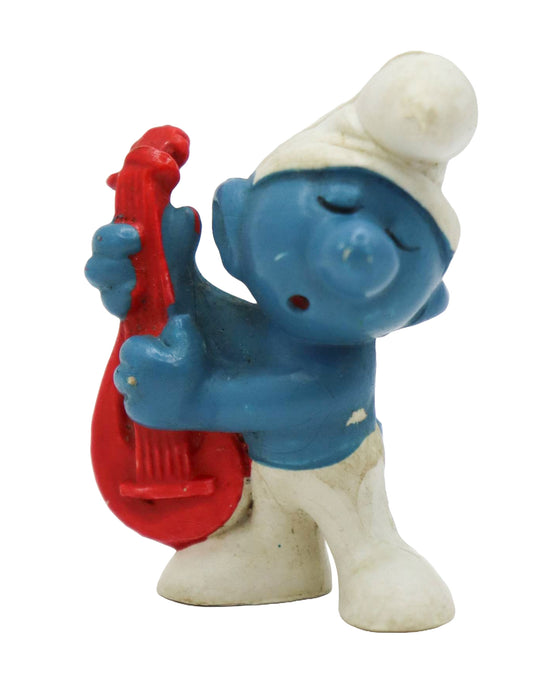 1980s Schleich Smurfs Lute Smurf Figure