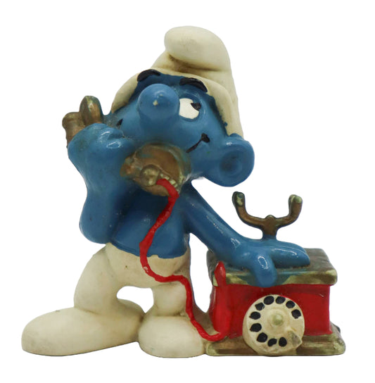 1980 Schleich Smurfs Telephone Smurf Figure