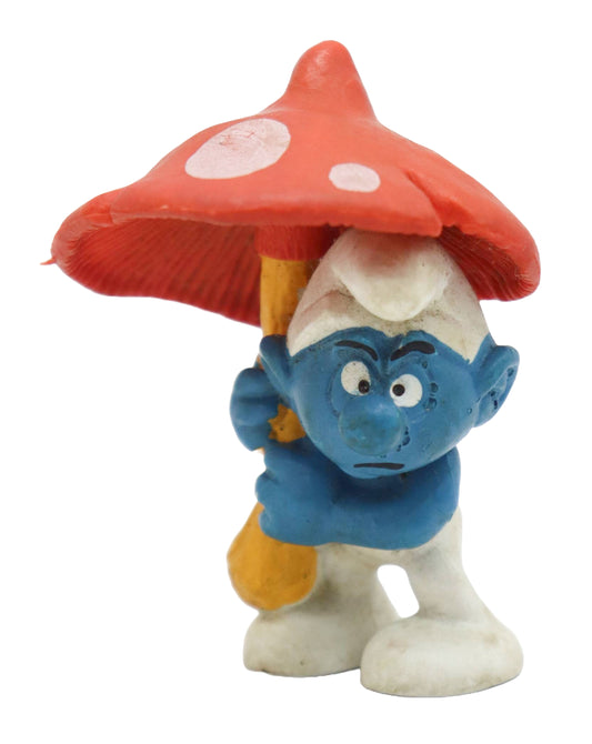 1979 Schleich Smurfs Umbrella Mushroom Smurf Figure