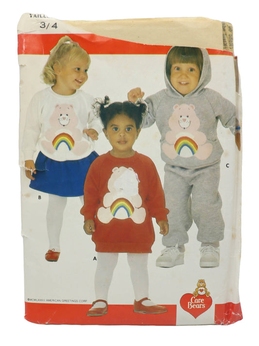 1980s Butterick Care Bears Toddlers Top Pattern