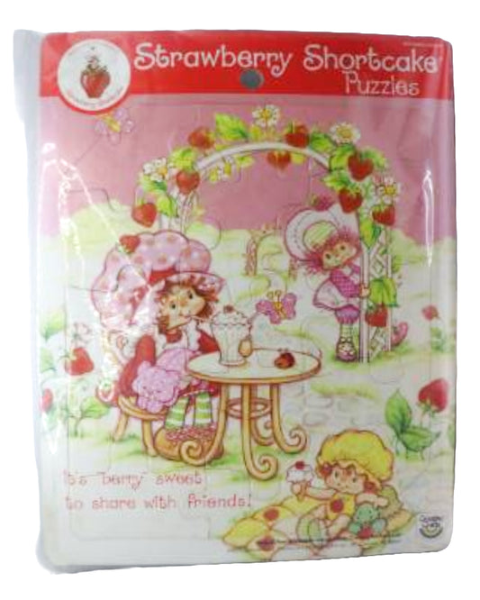 1980s Strawberry Shortcake Frame Tray Puzzles "It's Berry Sweet With Friends"