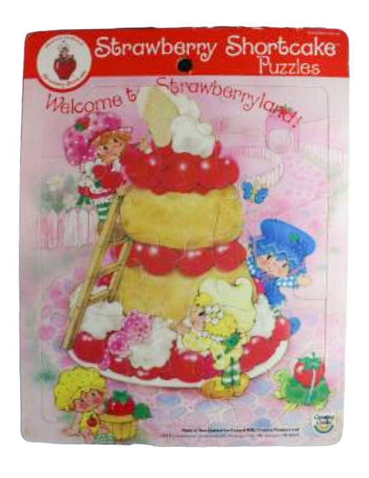 1980s Strawberry Shortcake Frame Tray Puzzles "Welcome To Strawberryland!"