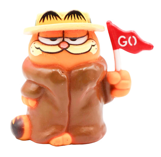 1981 Garfield Brown Coat And Flag PVC Figure