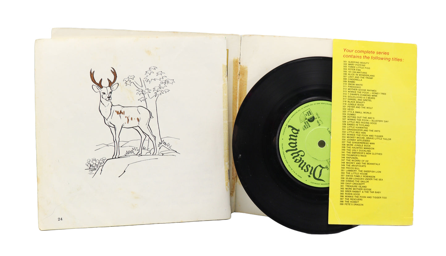 1977 Walt Disney's Story Of Bambi Read Along Record And Book