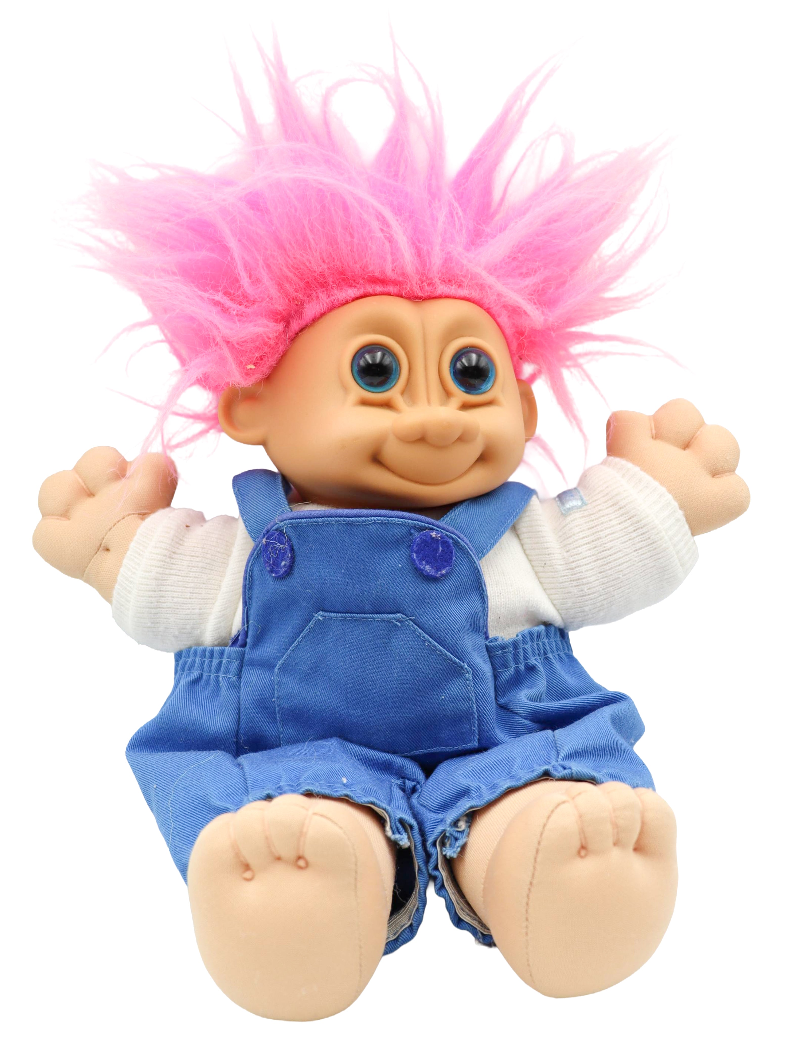Vintage Russ Berrie Plush Troll Overalls Kidz – Previously Played With