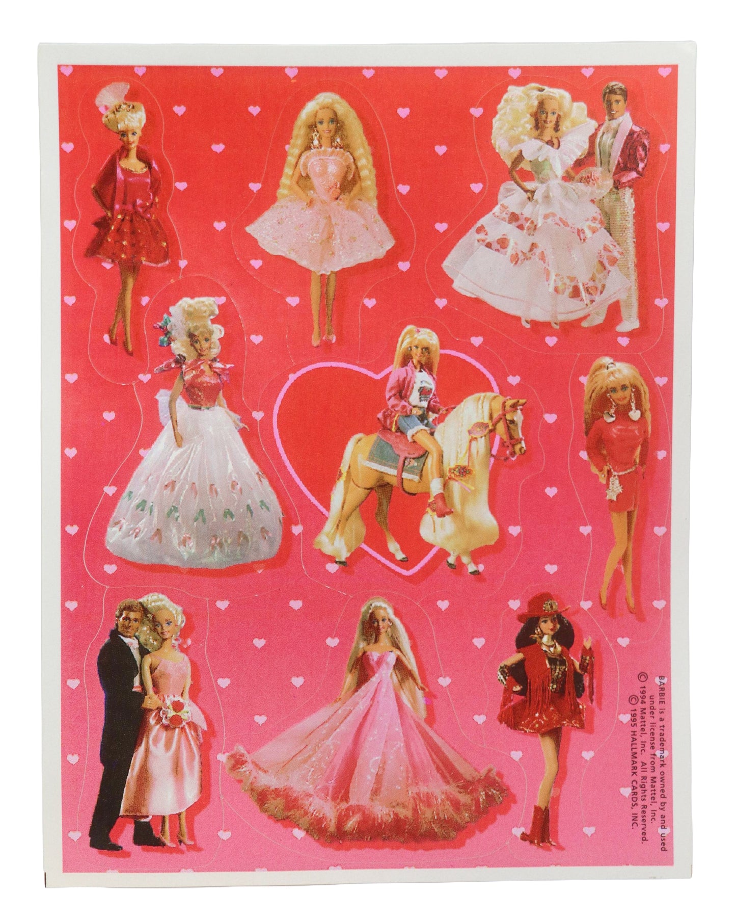 1995 Mattel Barbie Valentines Stickers