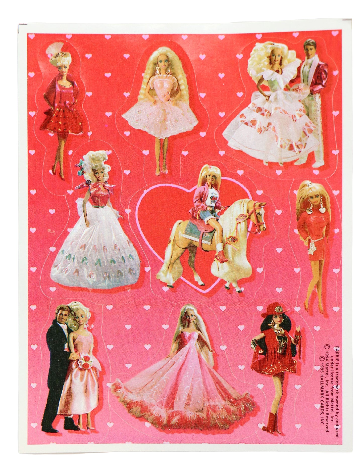 1995 Mattel Barbie Valentines Stickers