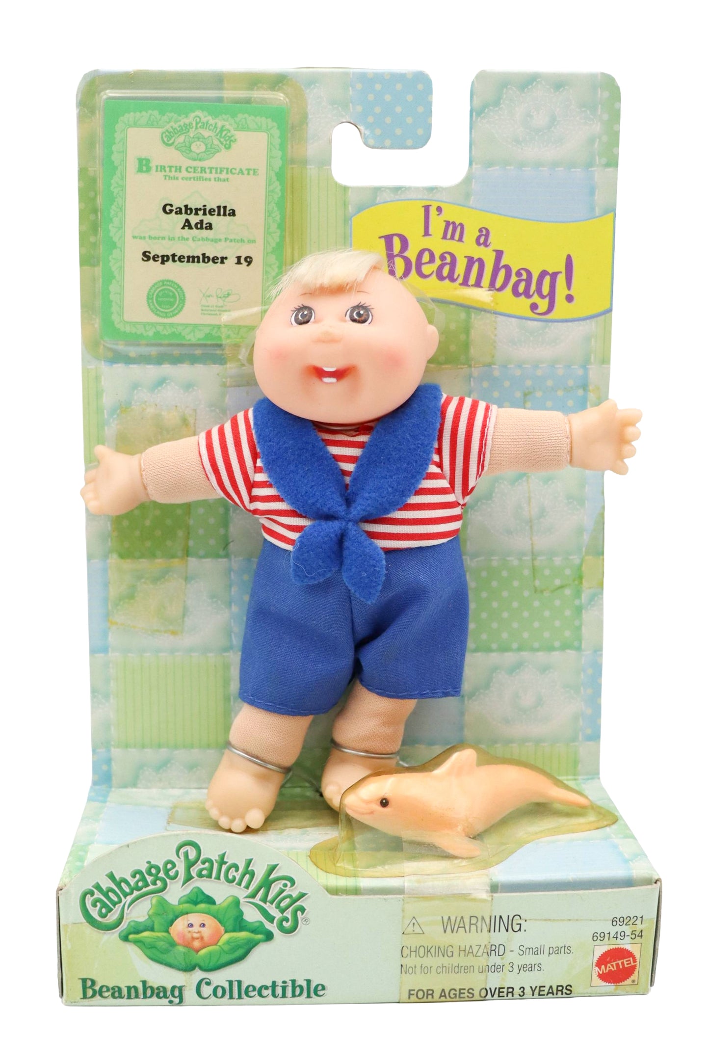 1998 Mattel Cabbage Patch Kids Mini Sailor Outfit Bean Bag Collectable