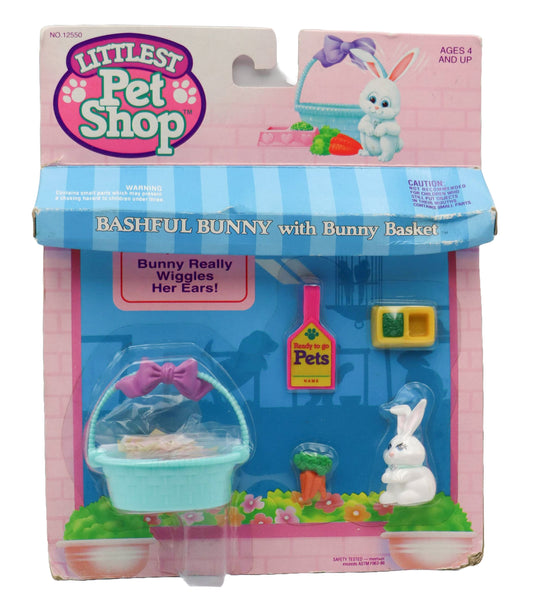 1992 Kenner Littlest Pet Shop Bashful Bunny With Bunny Basket